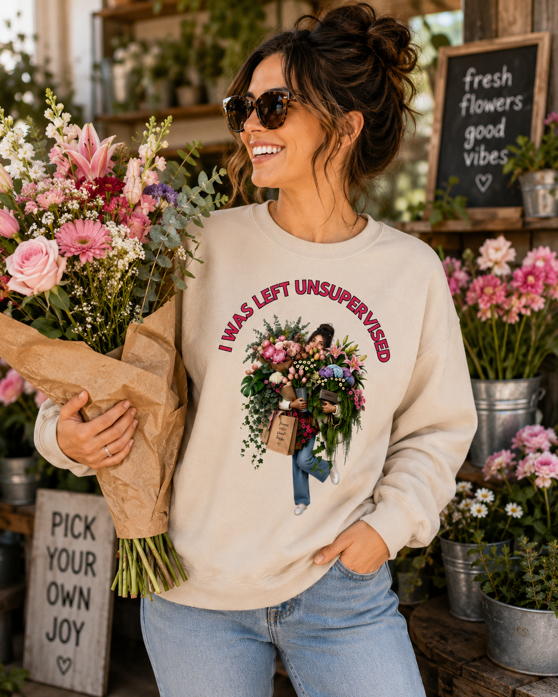 I Was Left Unsupervised - Plant Lover - Crewneck
