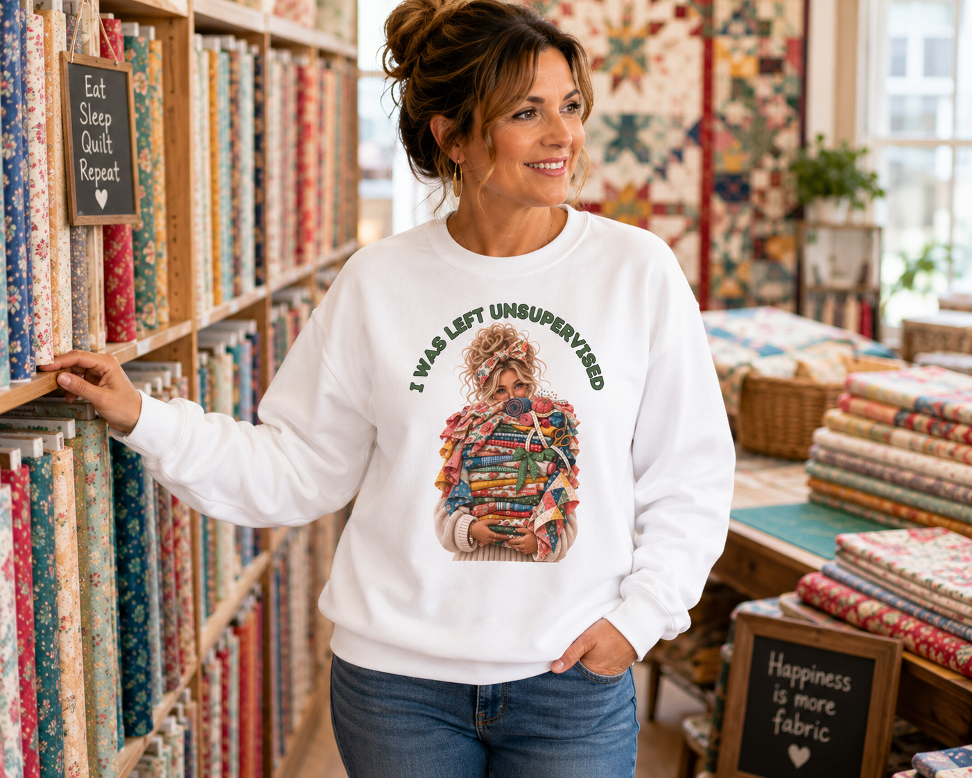 I Was Left Unsupervised - Fabric Stash - Crewneck