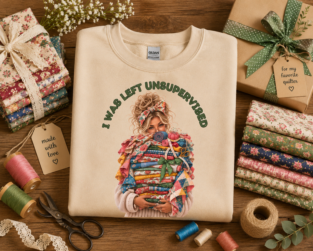 I Was Left Unsupervised - Fabric Stash - Crewneck