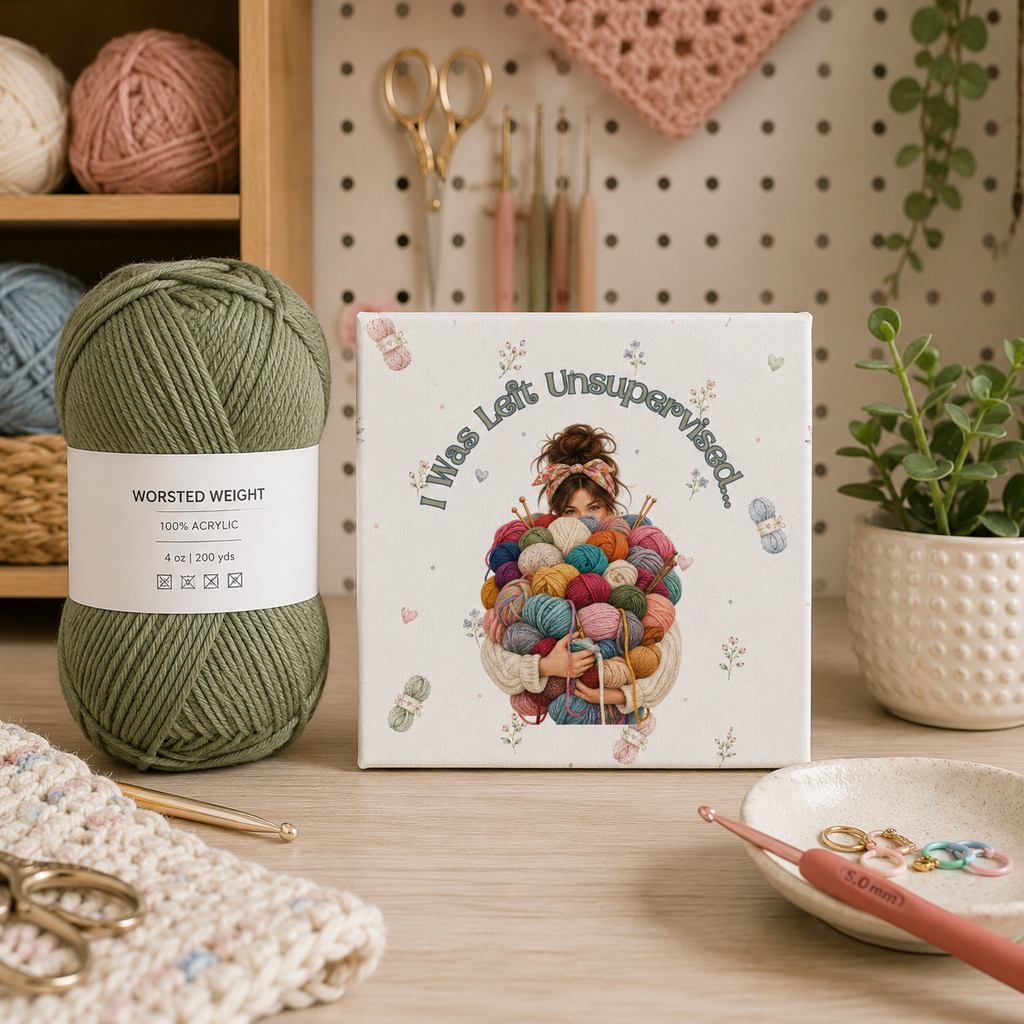 I Was Left Unsupervised Yarn Ball Illustration Canvas