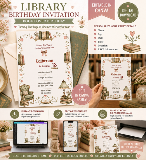 Library Birthday Invitation