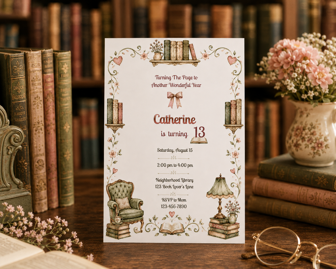Library Birthday Invitation