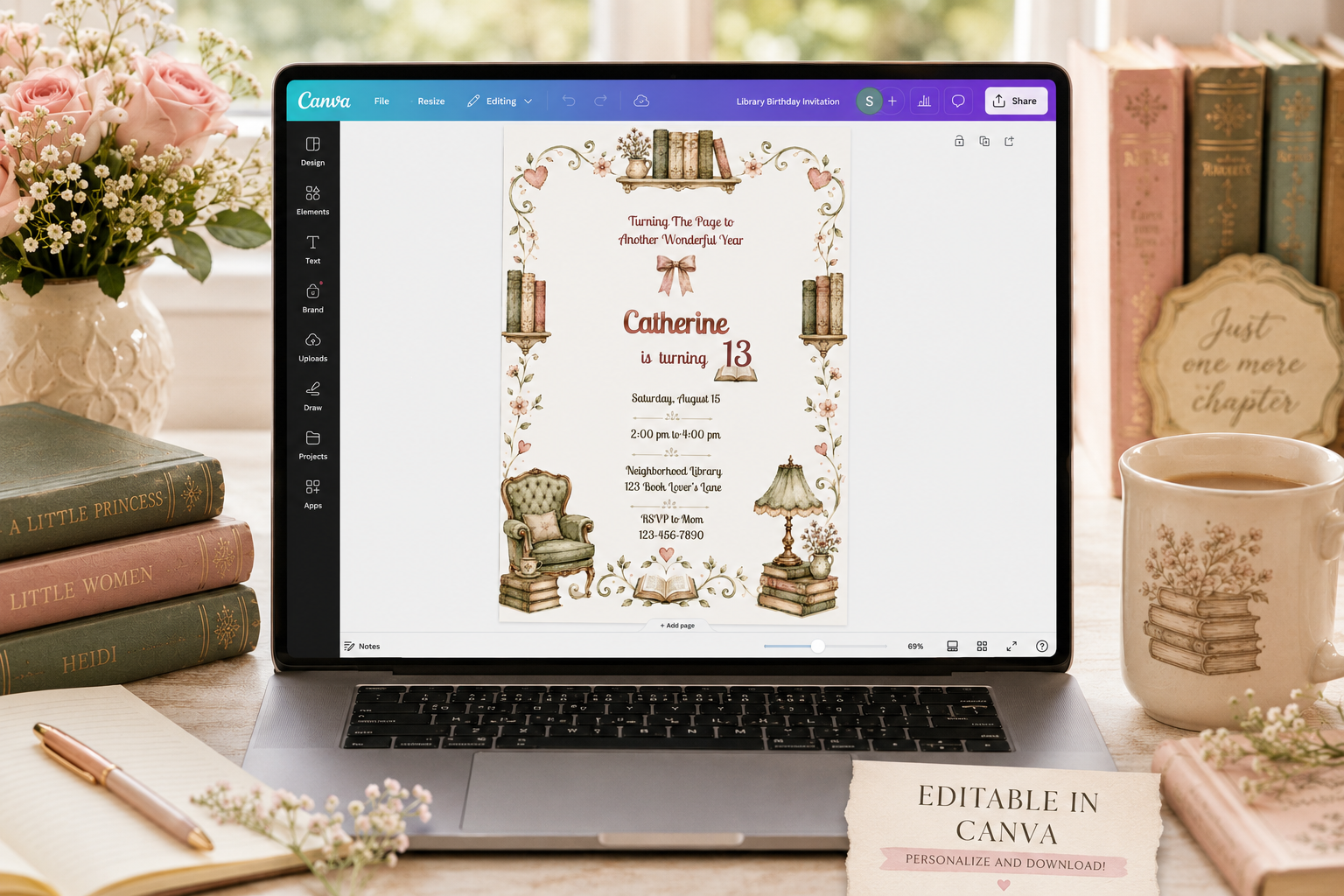 Library Birthday Invitation
