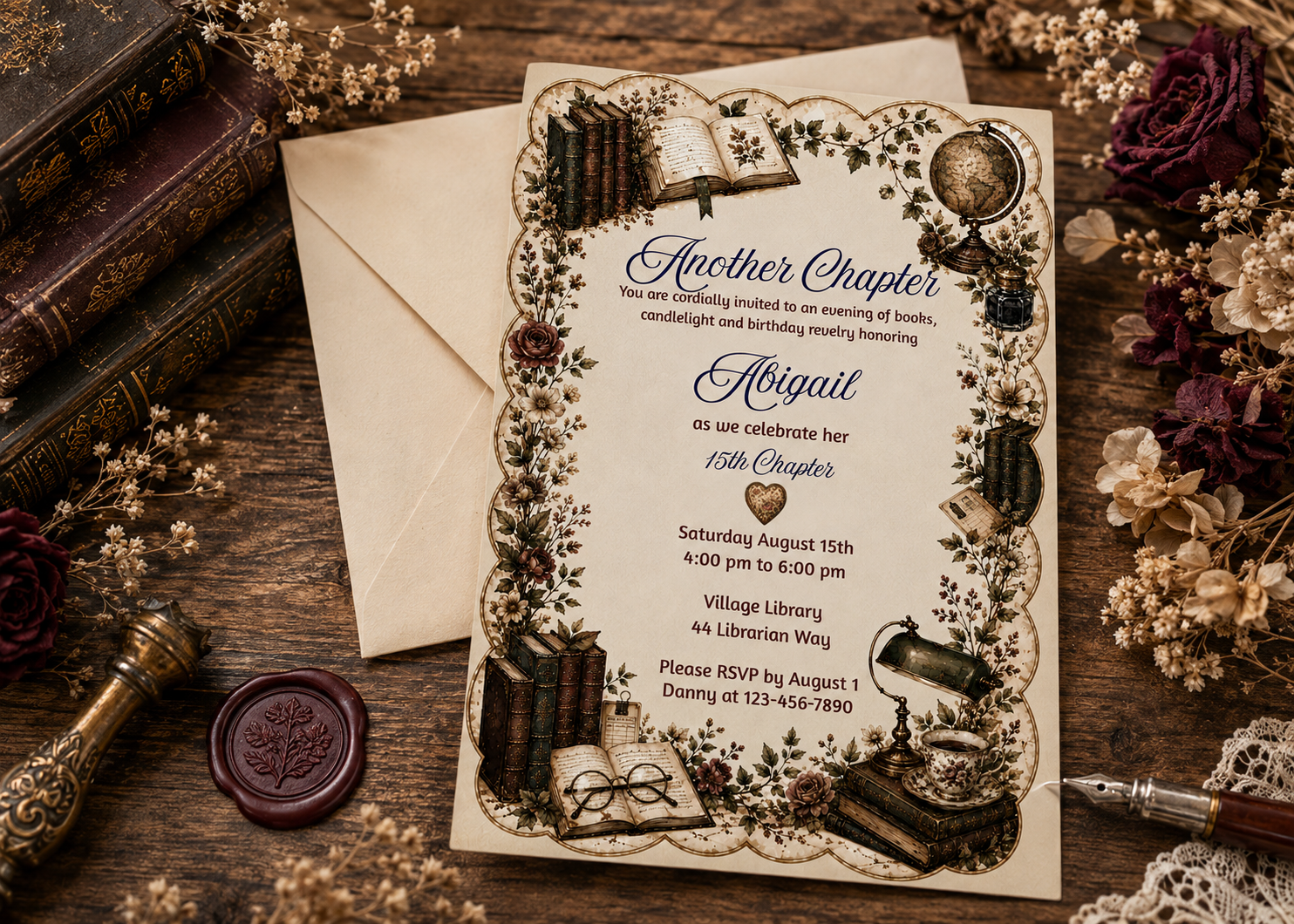 Dark Academia Birthday Invitation
