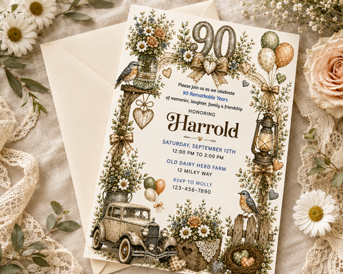 90th Birthday Party Invitation