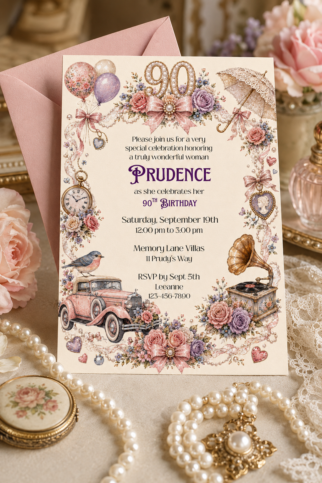 90th Birthday Invitation