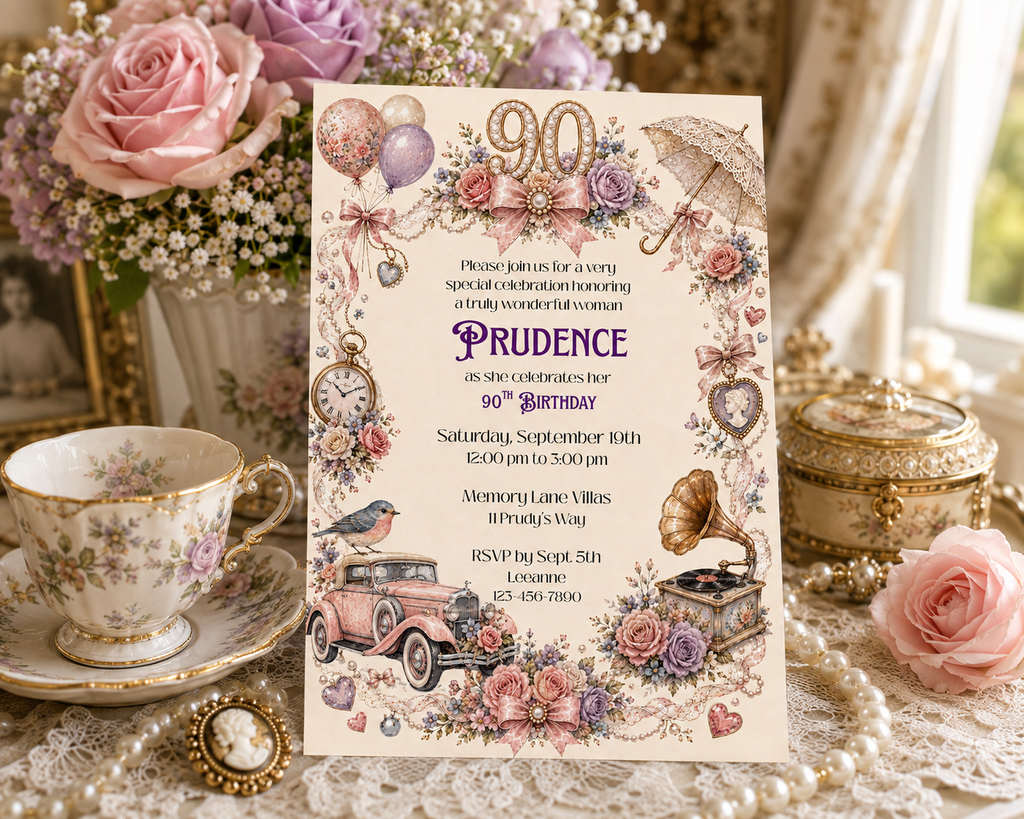 90th Birthday Invitation