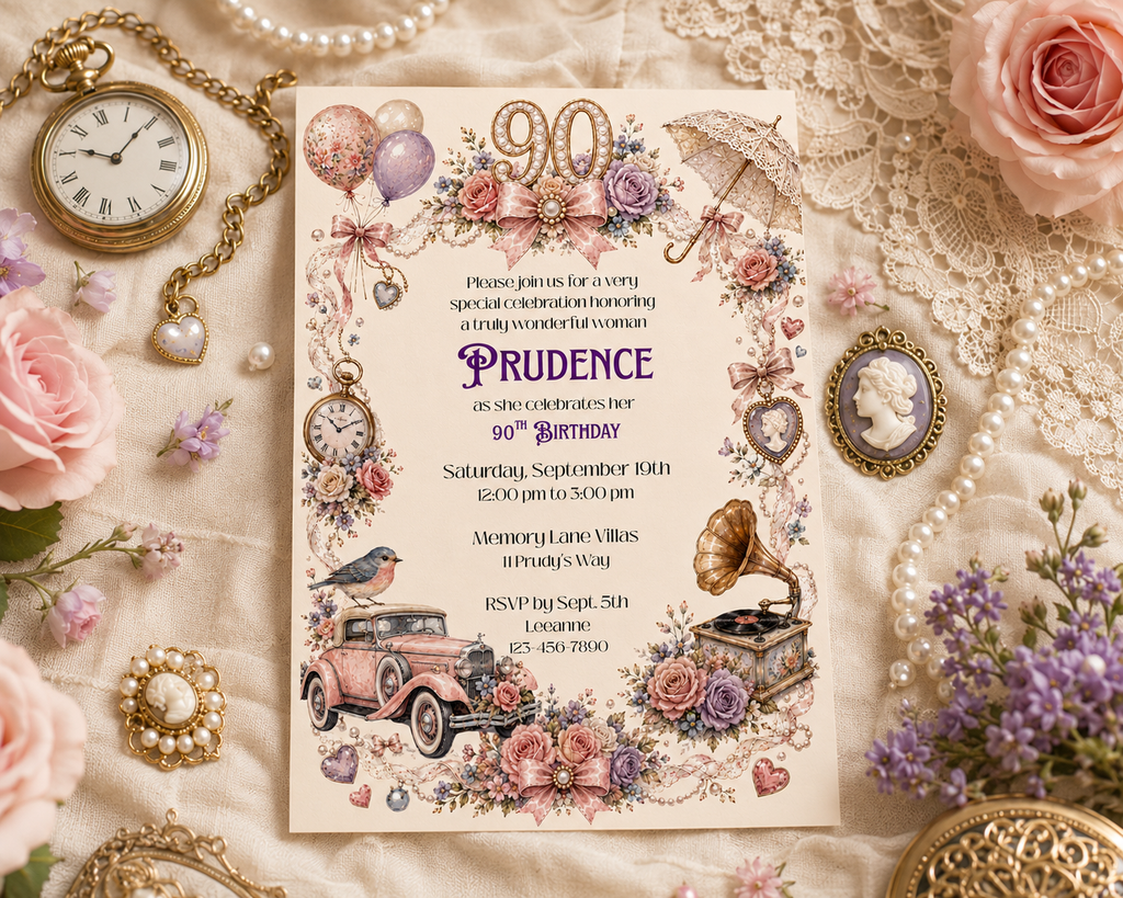 90th Birthday Invitation
