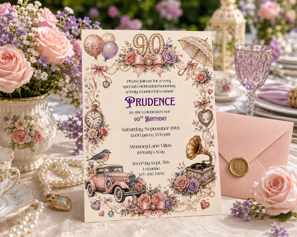 90th Birthday Invitation