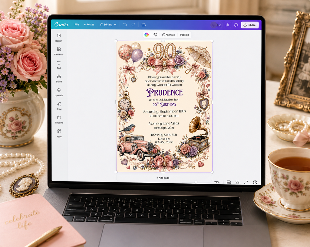 90th Birthday Invitation