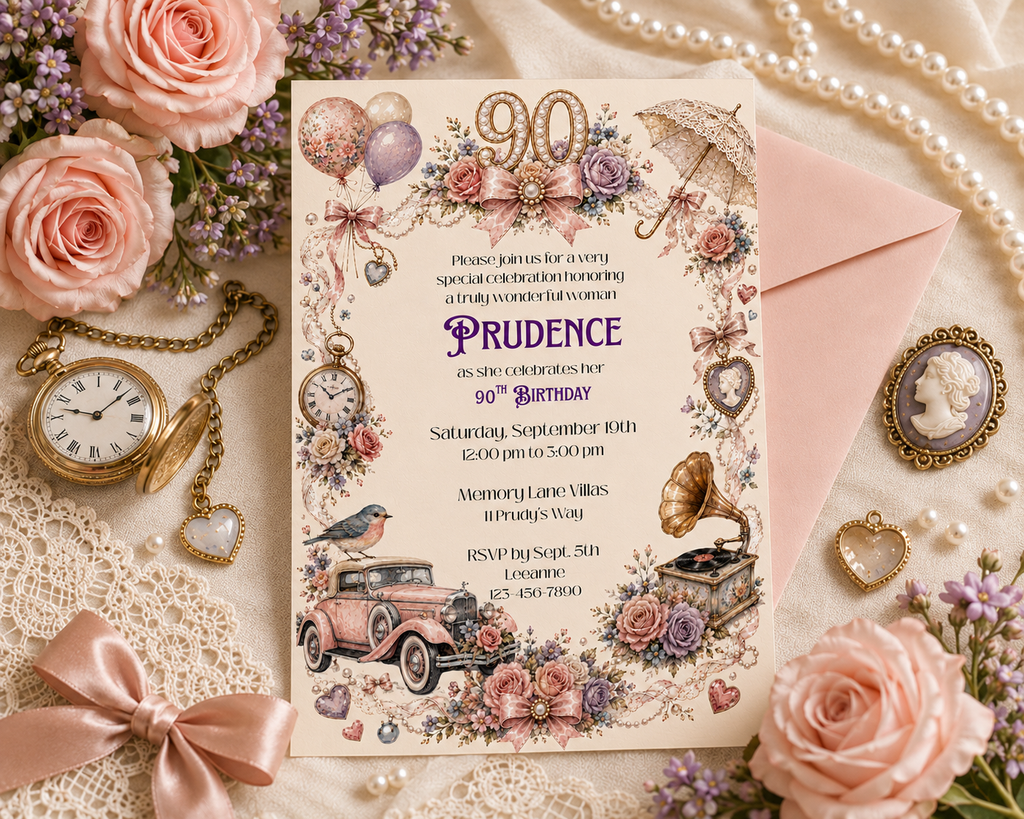 90th Birthday Invitation