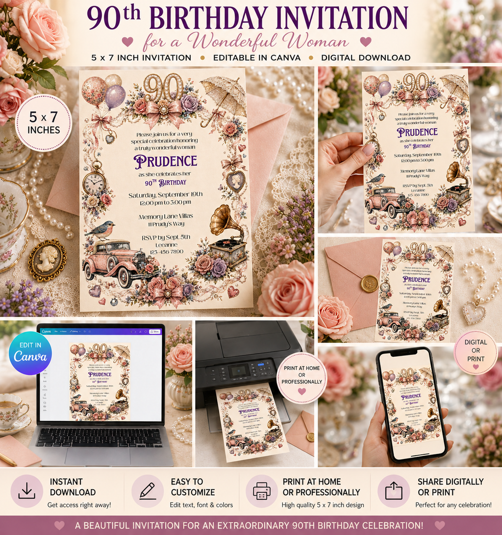 90th Birthday Invitation