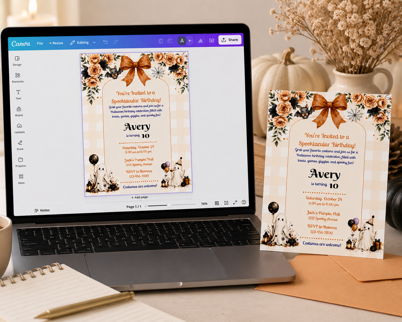 Spooktacular Halloween Birthday Invitation - Editable in Canva
