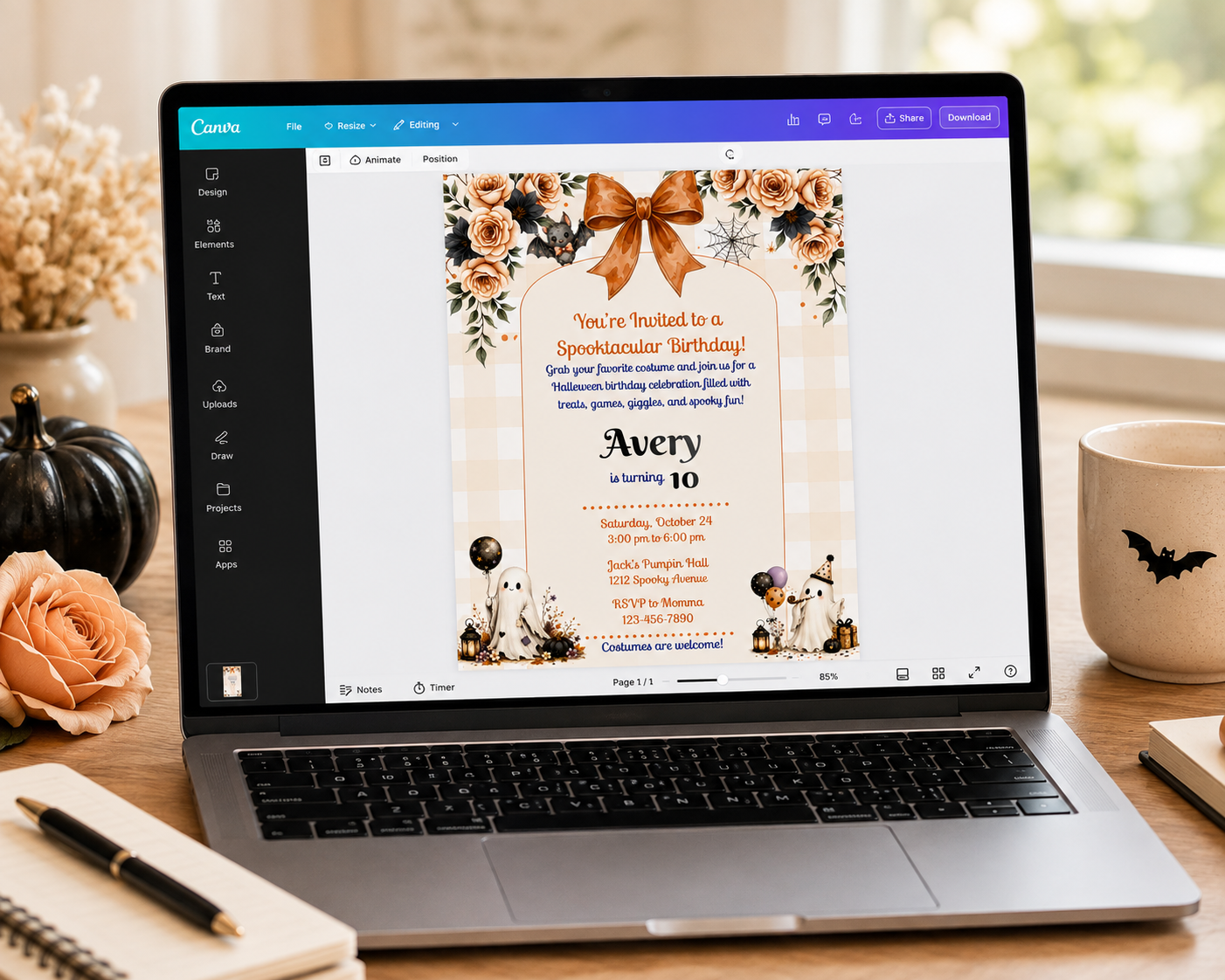 Spooktacular Halloween Birthday Invitation - Editable in Canva