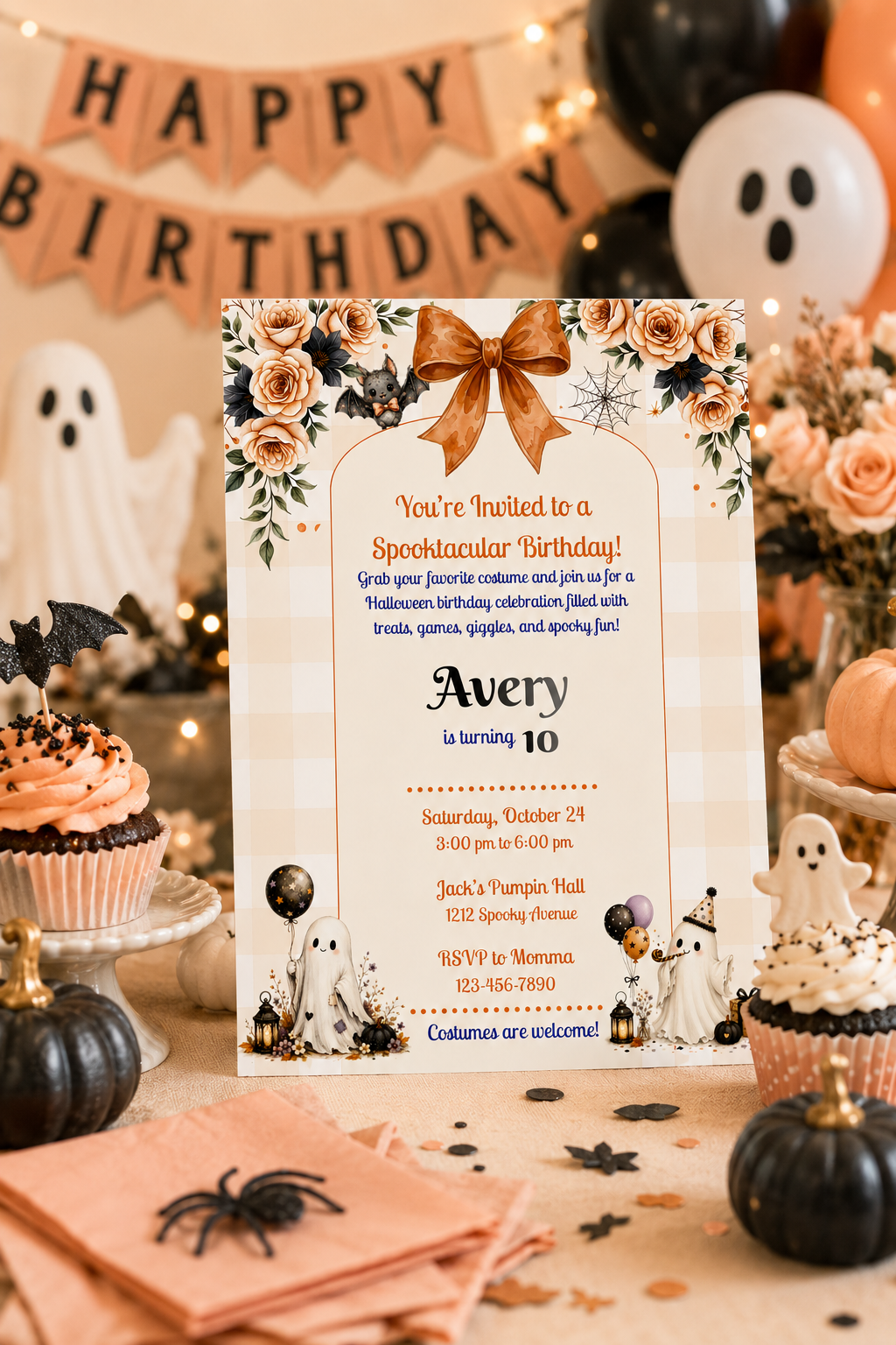 Spooktacular Halloween Birthday Invitation - Editable in Canva